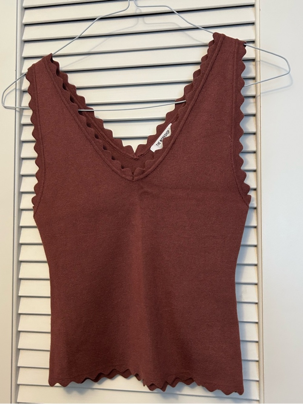 The Workshop Dusty Plum Scalloped Edge Tank Top Women’s Size Large - Picture 4 of 8